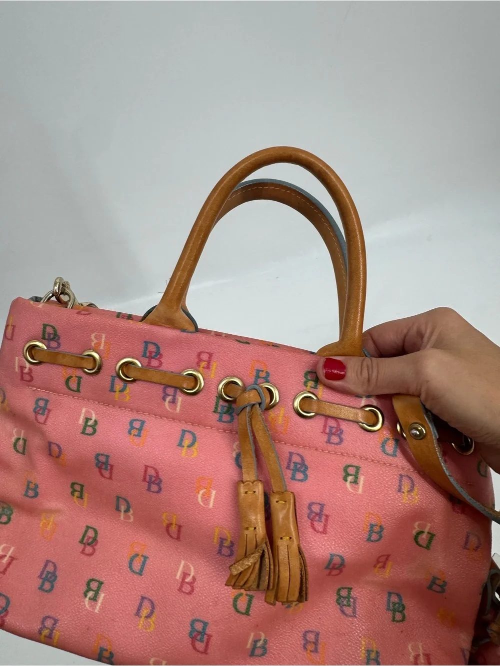 Vintage Dooney & Bourke Womens Monogram Handbag Satchel Crossbody CB Purse